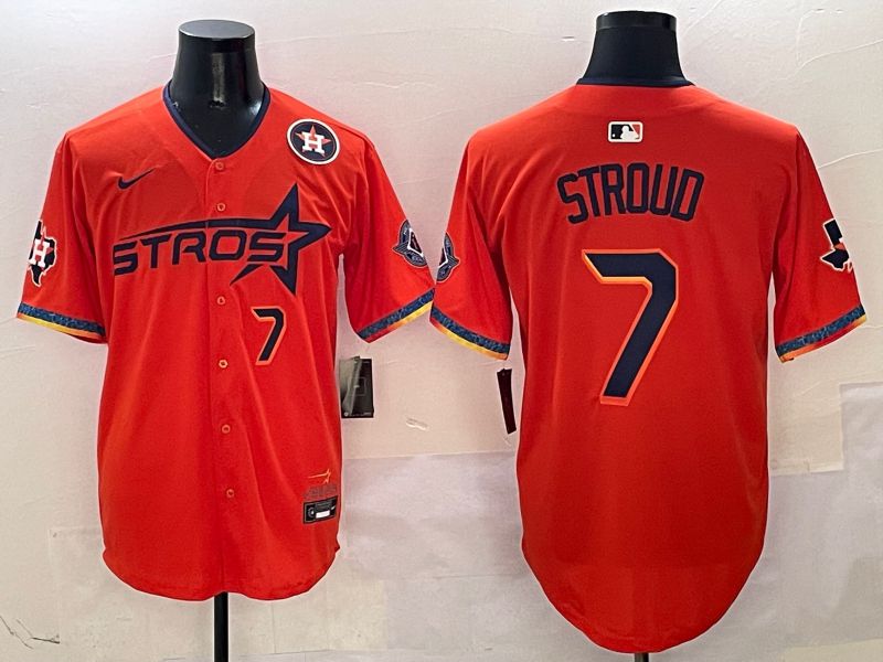Men Houston Astros #7 Stroud Orange Fourth generation Joint Name Nike 2025 MLB Jersey style 5->houston astros->MLB Jersey